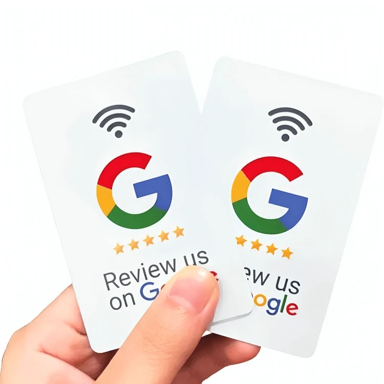 Tarjetas NFC verdes para reseñas de Google