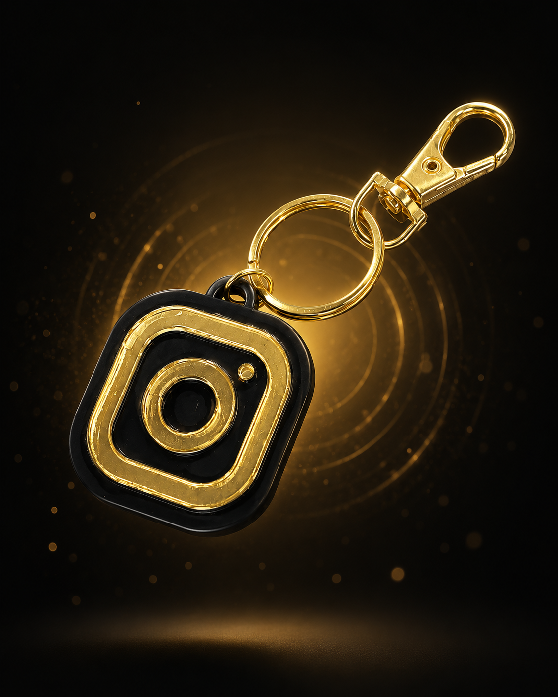Llavero NFC negro y dorado con el logotipo de Instagram